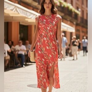 Calvin Klein Orange One Shoulder Sheath Dress